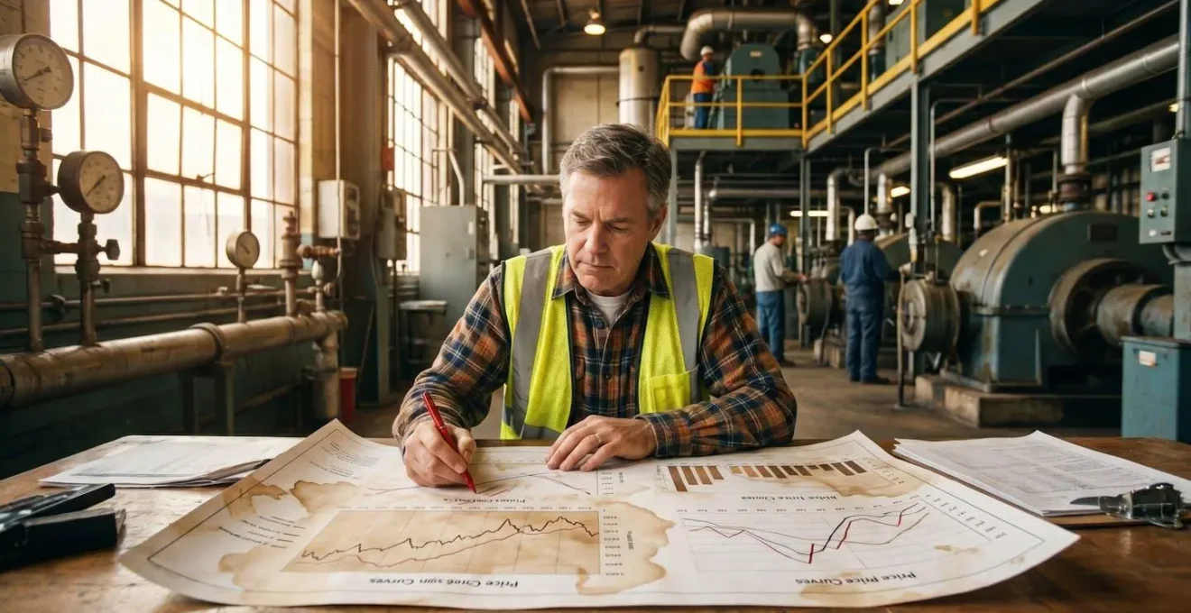 Tableau de bord d'analyse tarifaire énergie dans un environnement professionnel industriel